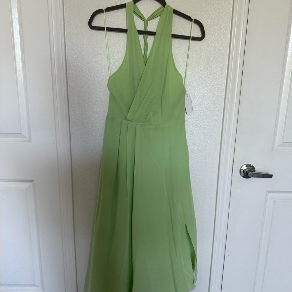 Equipment Alejandra Halter Silk Dress in Pistachio